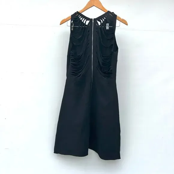 Sandro Paris Cut Out Black Mini Dress Edgy 8 Medium Short Going Out Chic - Picture 4 of 9